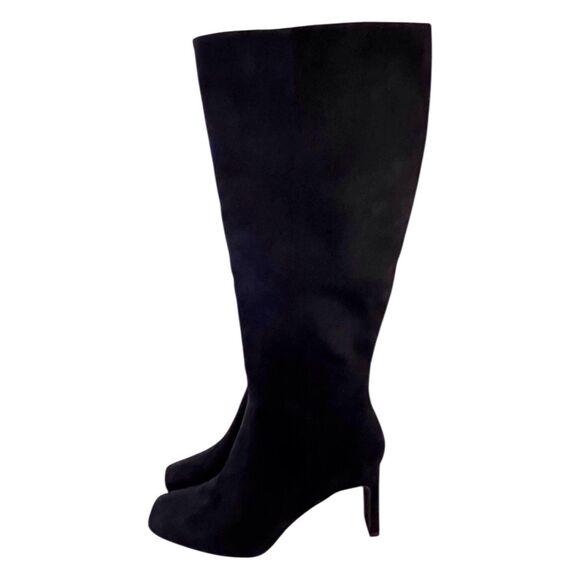 JUSTFAB EVELYN Womens Size US 8M Tall Heeled Boot Black Faux Suede Inside Zipper - Picture 2 of 8
